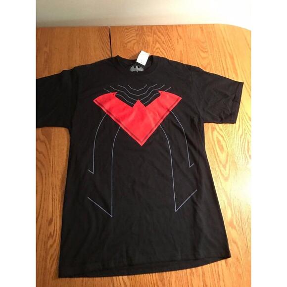 NEW Licensed DC COMICS BATMAN NIGHTWING SYMBOL Black/RED MEDIUM COTTON T-Shirt - Picture 1 of 3